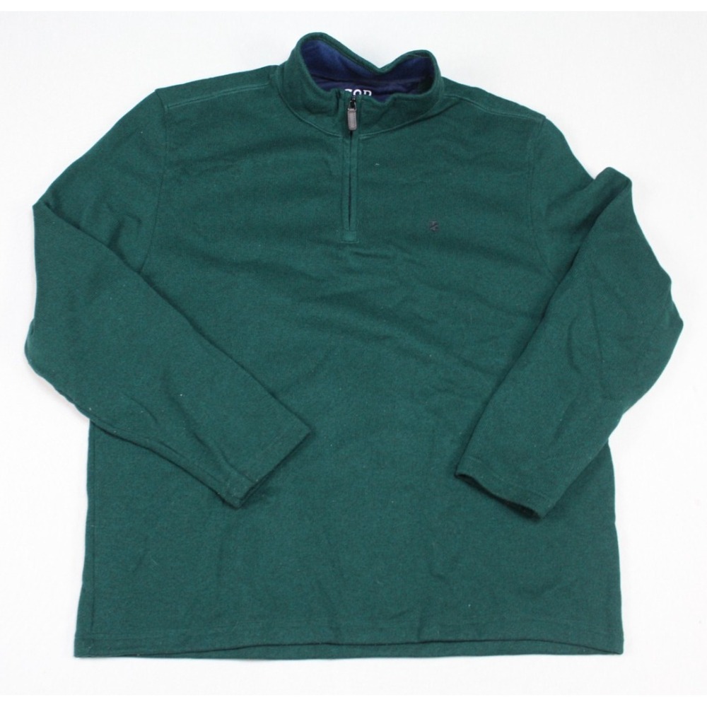 Izod Green Men Sweater Pull Over quarter Zip Long Sleeve Size XXL